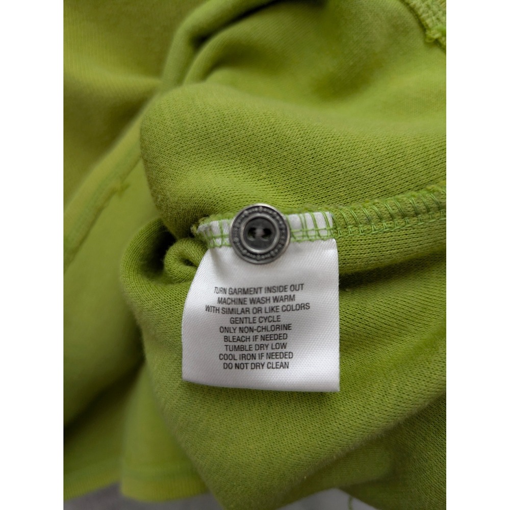 Minimalist Henley Pullover Womens Medium Green Vneck Floral Emboridered Casual - Picture 3 of 7